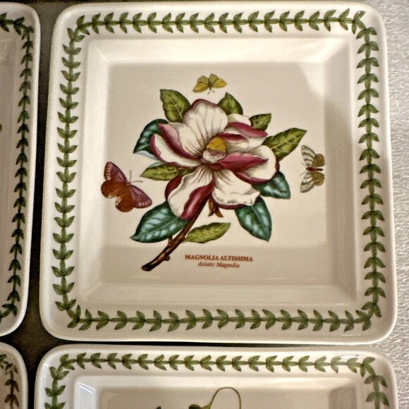 Set of 4 Portmeirion Botanic Garden 8" Square Plates All 4 Different Flowers NEW - Picture 3 of 10